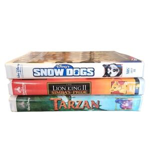 Disney VHS Lot Snow Dogs Lion King II Simbas Pride Tarzan Movie Collection Retro